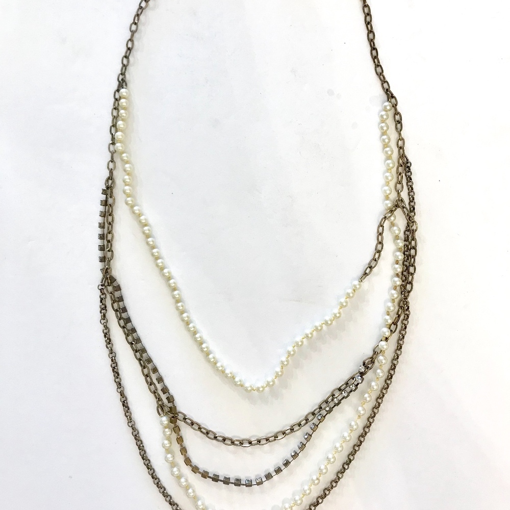 J Crew Multi chain and beaded necklace